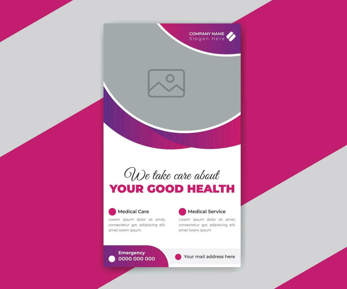 Flat design of medical social media stories template design vector