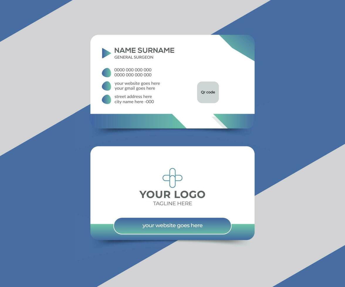 Abstract medical business card design template with white background vector