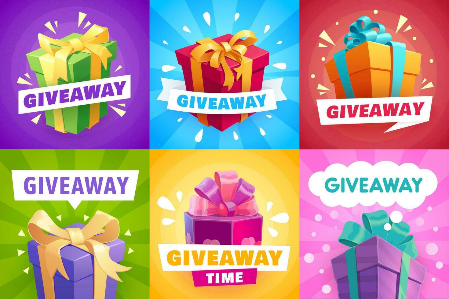 Giveaway gifts, give away competition banners vector