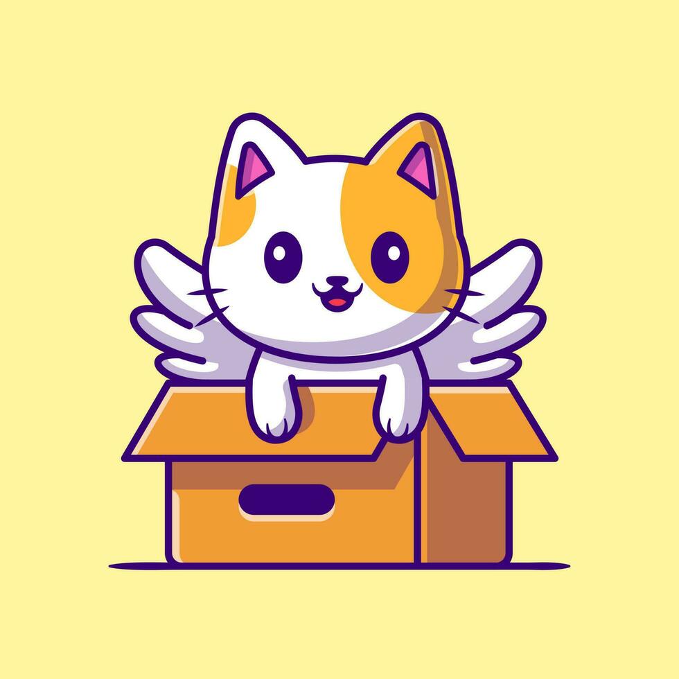 Cute Cat Unicorn Play In Box Cartoon Vector Icon Illustration.  Animal Love Icon Concept Isolated Premium Vector. Flat  Cartoon Style