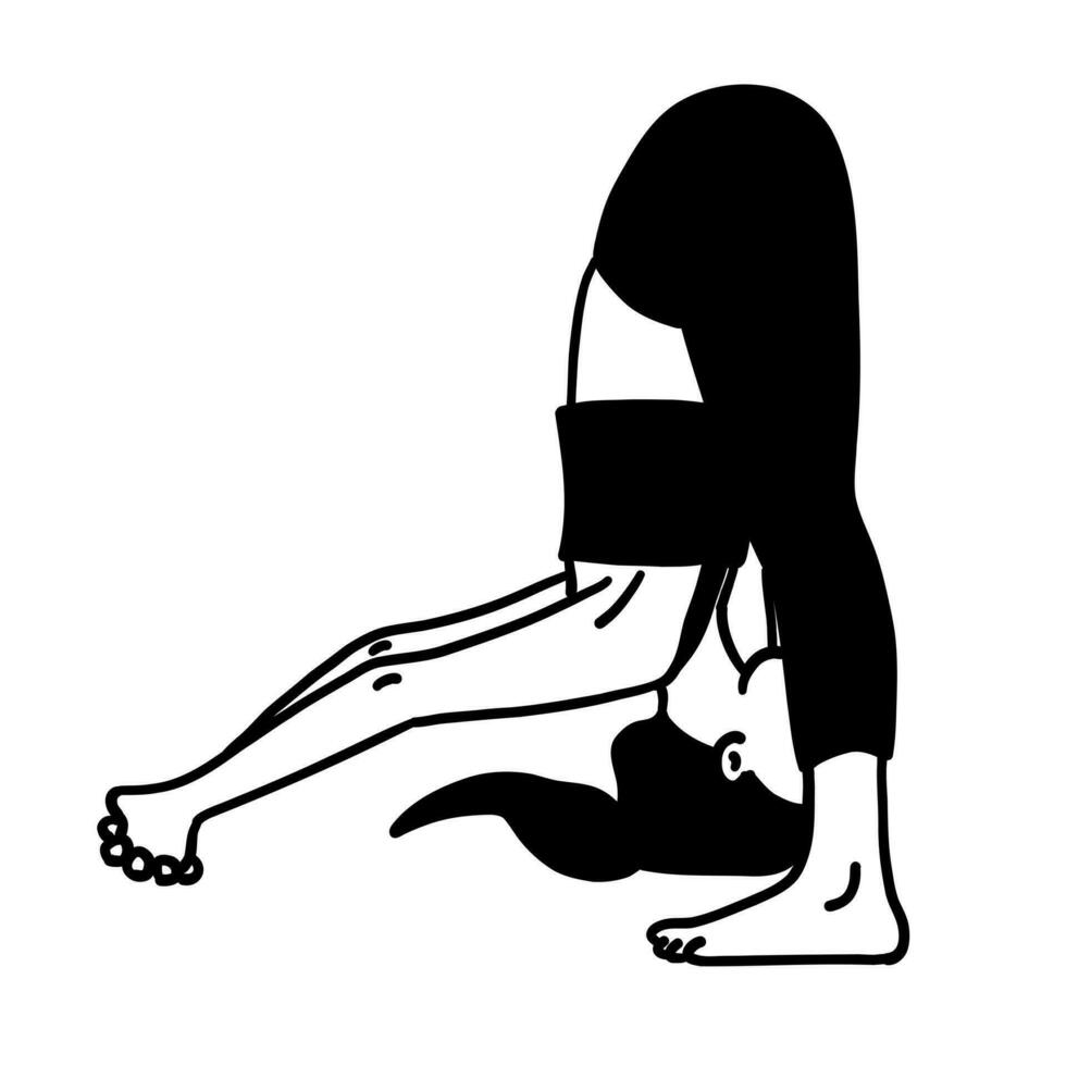 formación en yoga actitud hembra personaje. meditación, pilates, mental salud. femenino, dama, mujer, muchacha. vector ilustración en dibujos animados plano estilo aislado en blanco antecedentes. pilates, capacitación, deporte.