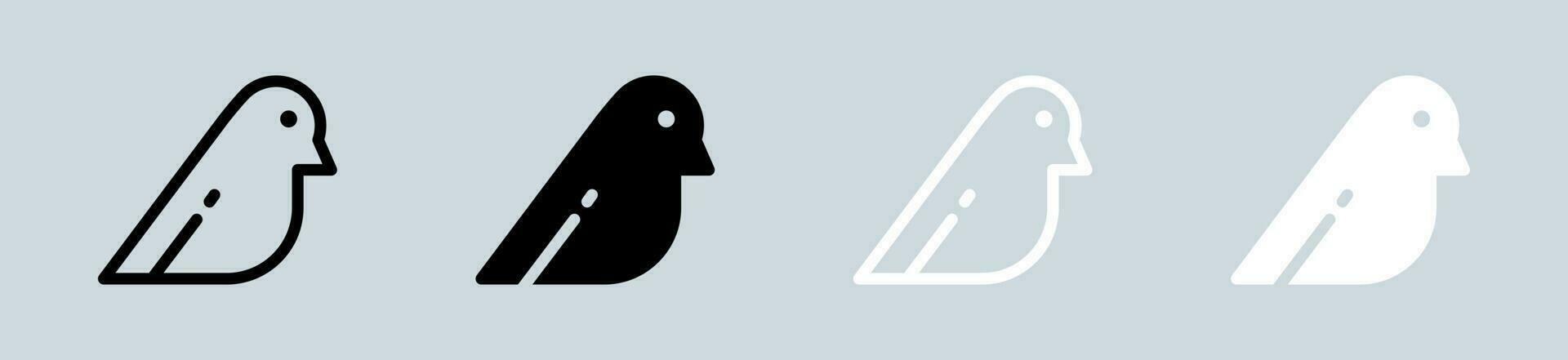 Bird icon set in black and white. Wing signs vector illustration.