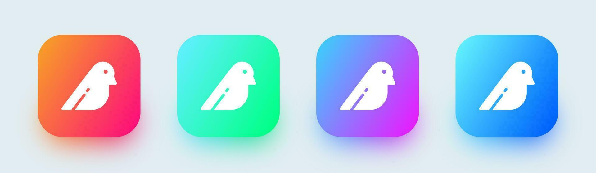 Bird solid icon in square gradient colors. Wing signs vector illustration.