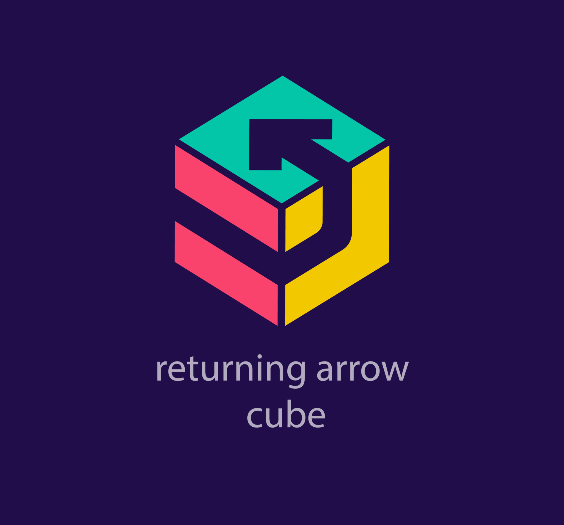 Creative rotating arrow cube logo. Unique design color transitions