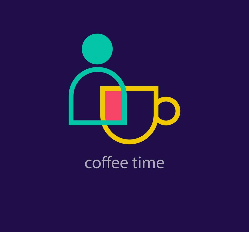 creativo café hora logo diseño. único diseño color transiciones único café humano unificado logo modelo. vector