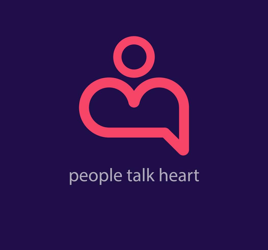 Creative human heart and speech combination logo design. Unique linear heart logo template. vector
