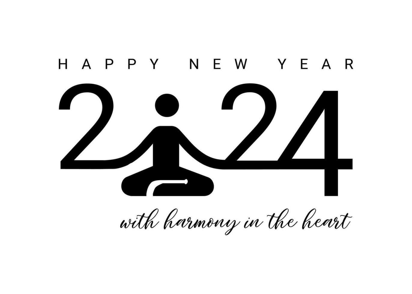 vector diseño modelo para el número 2024 con yoga actitud loto y