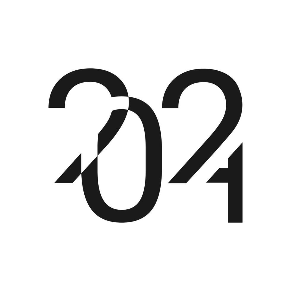 Vector design template for number 2024 with encrypted numbers. The illustration includes a black label logo that can be used for diaries, notepads, calendars and web pages.