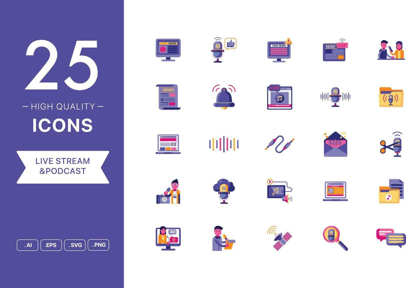 Vector set of Podcast icons