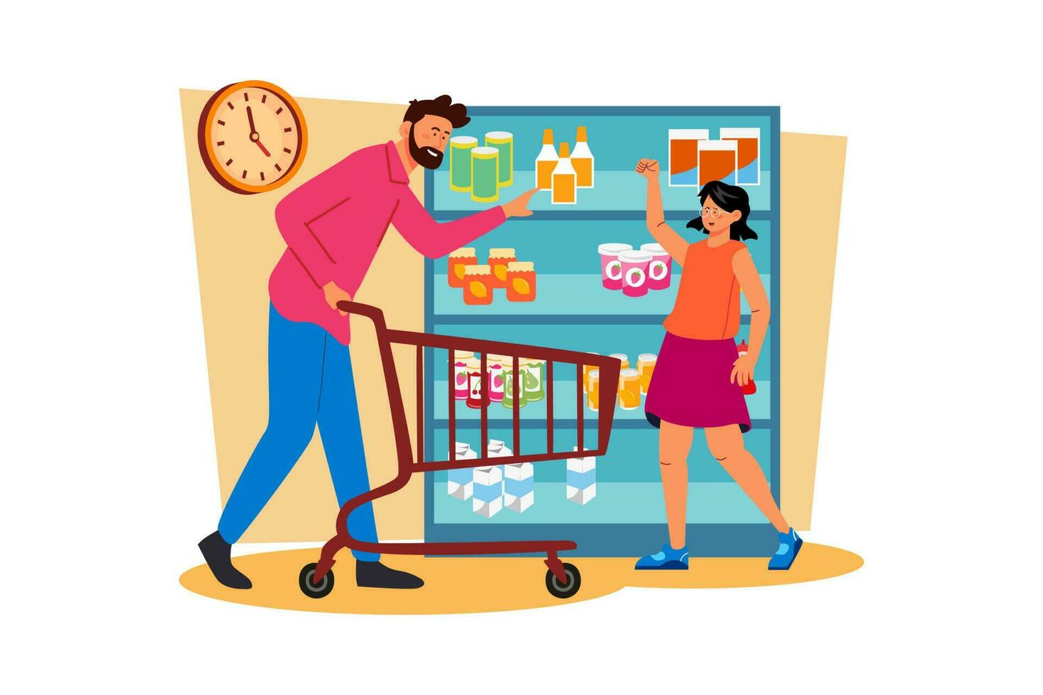 A man takes his daughter out for a special day of shopping vector