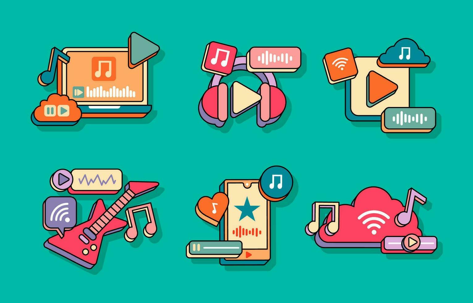 Music Streaming Icons vector