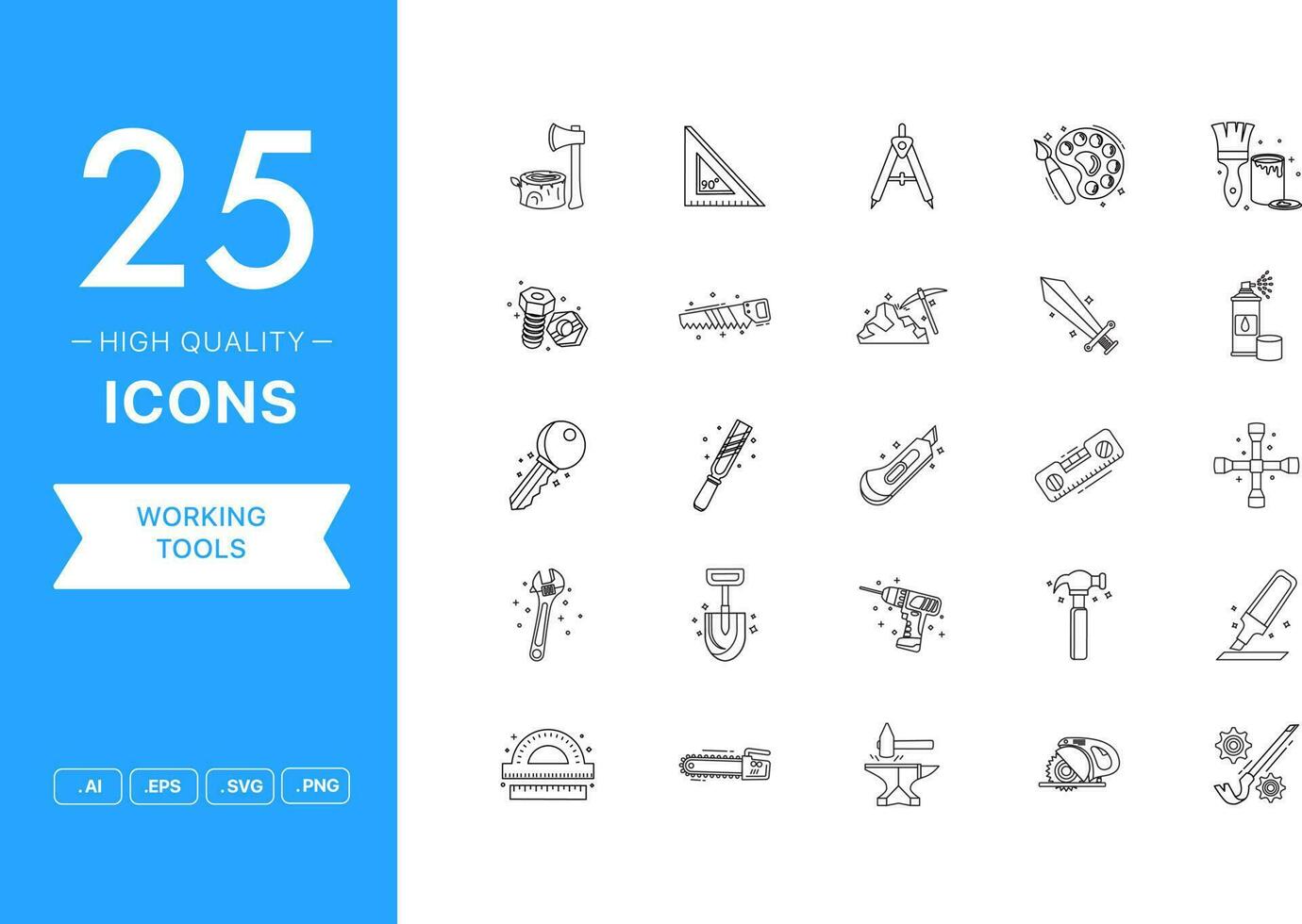 Vector set of Working Tools icons 23423684 Vector Art at Vecteezy