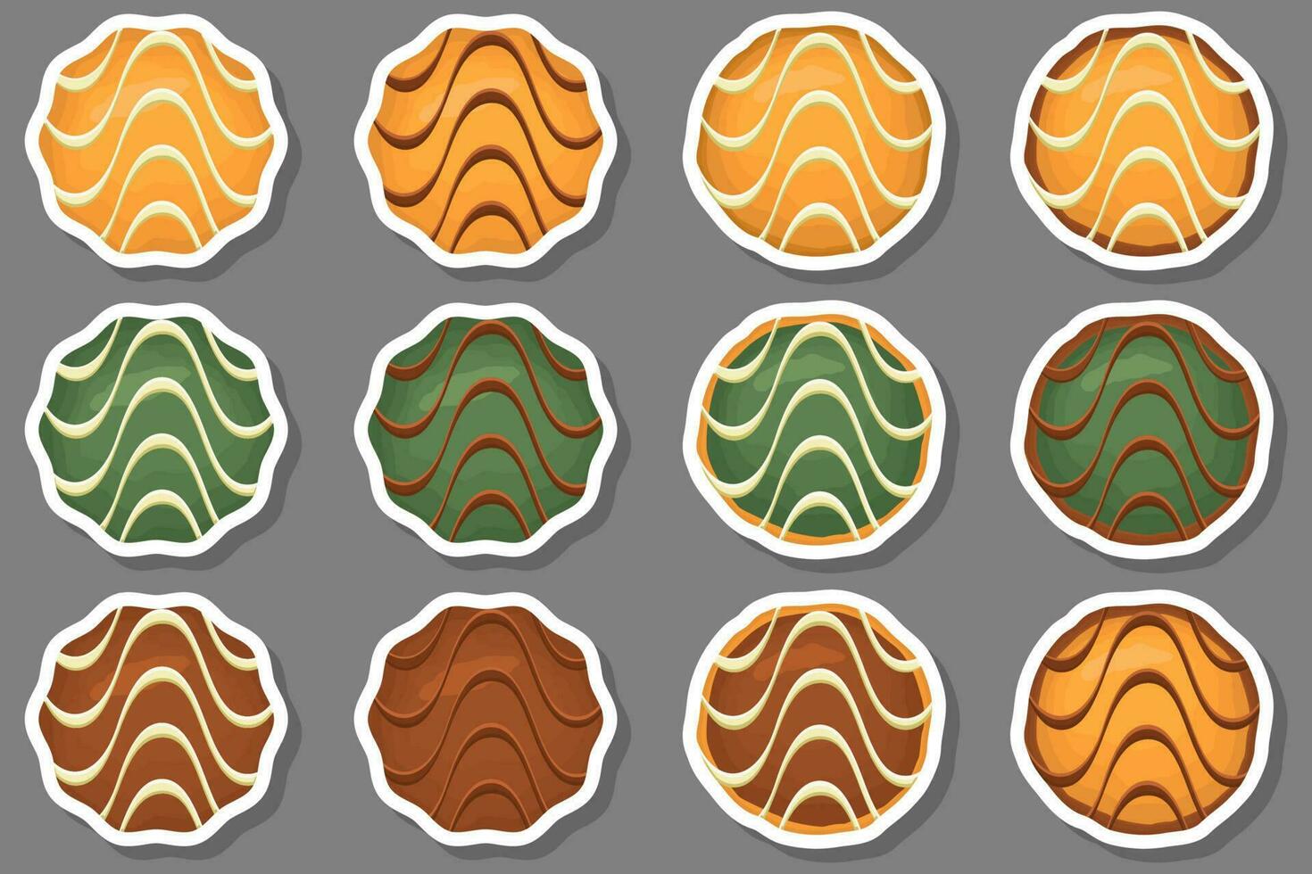 gran juego de galletas caseras de diferentes sabores en galletas de pastelería vector