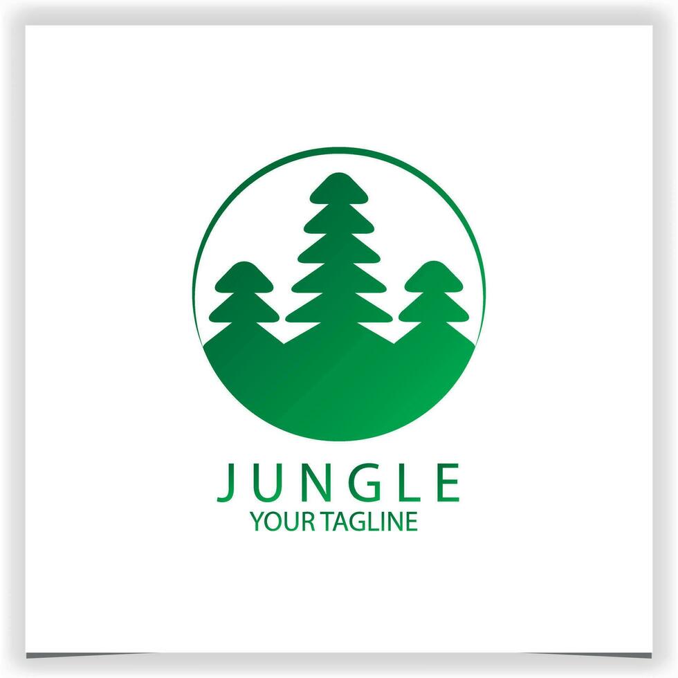 circle green pines tree jungle logo premium elegant template vector eps 10