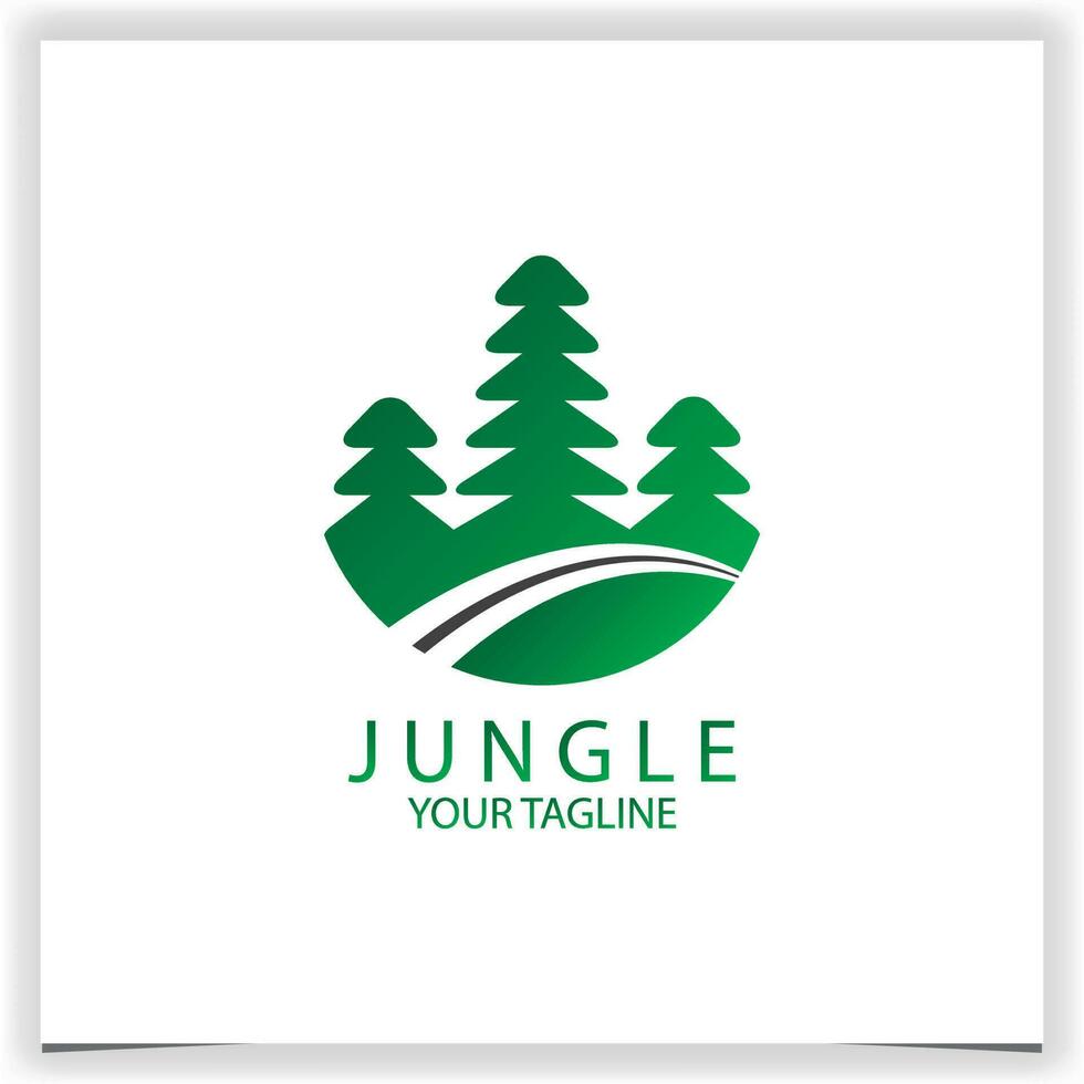 circle green pines tree jungle logo premium elegant template vector eps 10