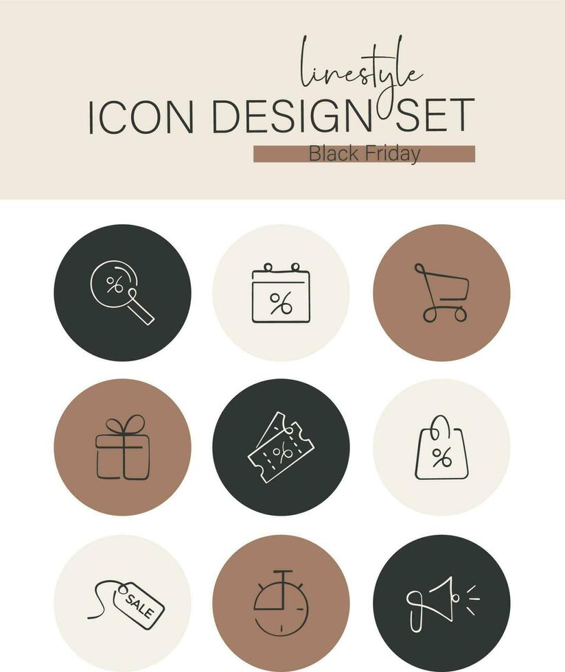 Linestyle Icon Design Set Black Friday vector