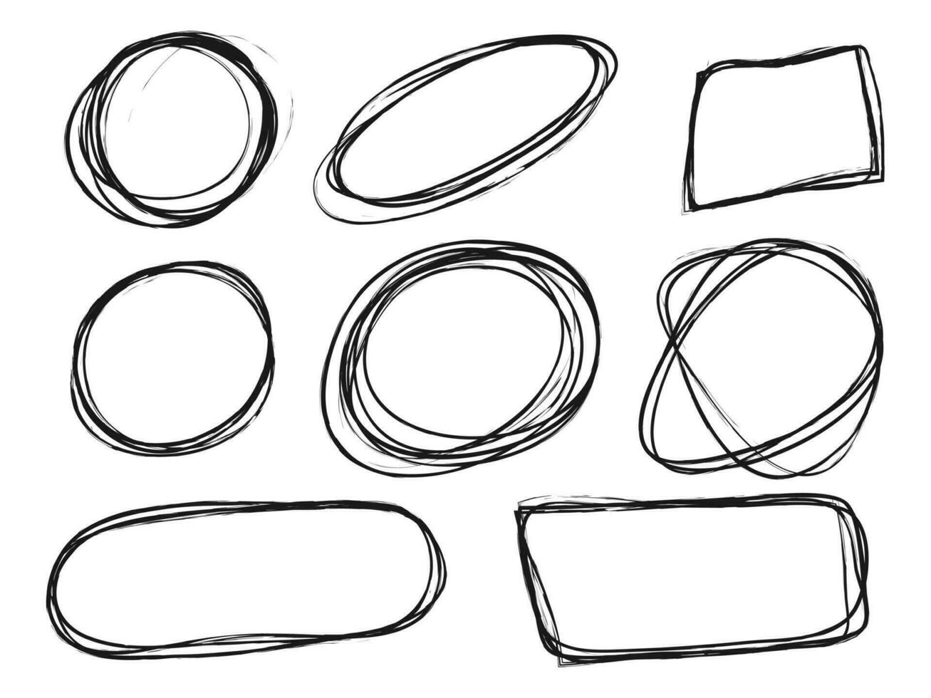 Hand drawn scribble line circles. Doodle circular for message note mark design element. vector illustration