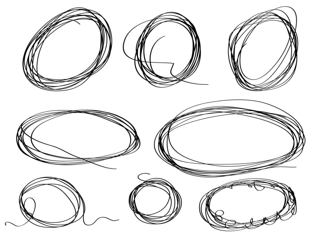 Hand drawn scribble line circles. Doodle circular for message note mark design element. vector illustration