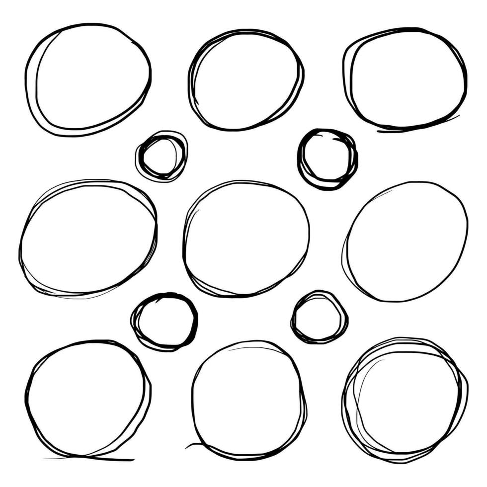 Hand drawn scribble line circles. Doodle circular for message note mark design element. vector illustration