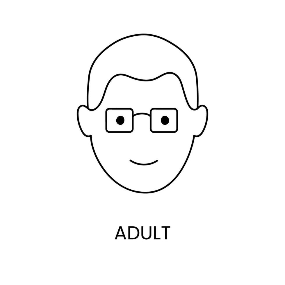 adulto masculino cabeza línea icono en vector, ilustración para niños en línea almacenar. vector