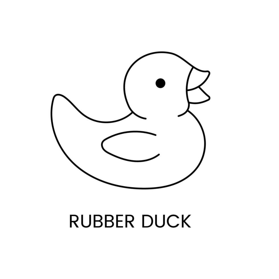 Rubber baby duck line icon in vector, illustration for kids online store. vector