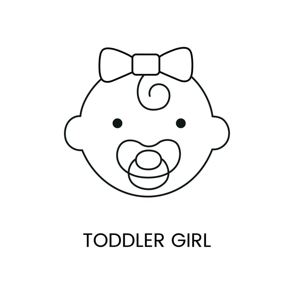 Little girl, head line icon in vector, illustration for kids online store, toddler girl illustration. vector