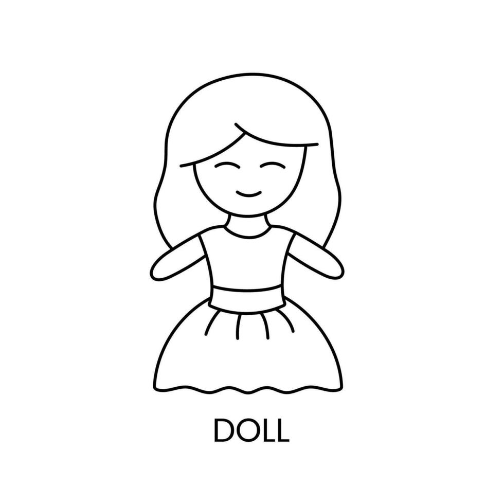 Baby doll line icon in vector, illustration for children's online store. vector