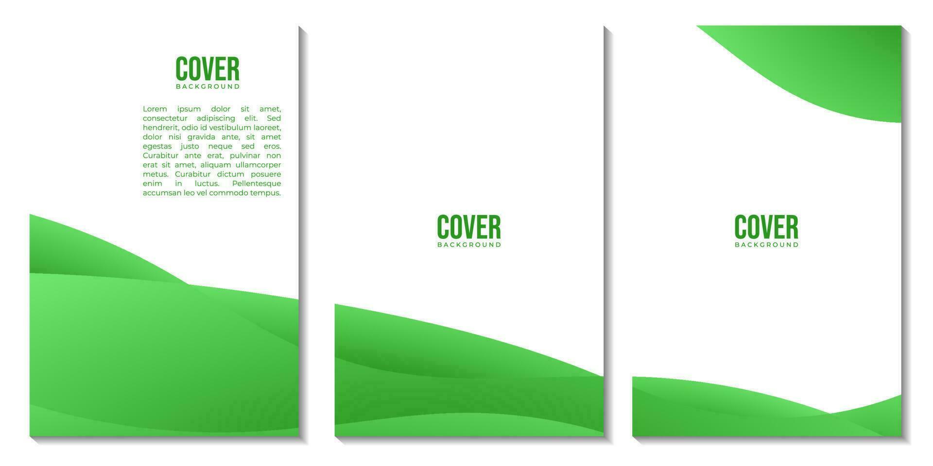 set of covers with green gradient abstract background with copy space area vector