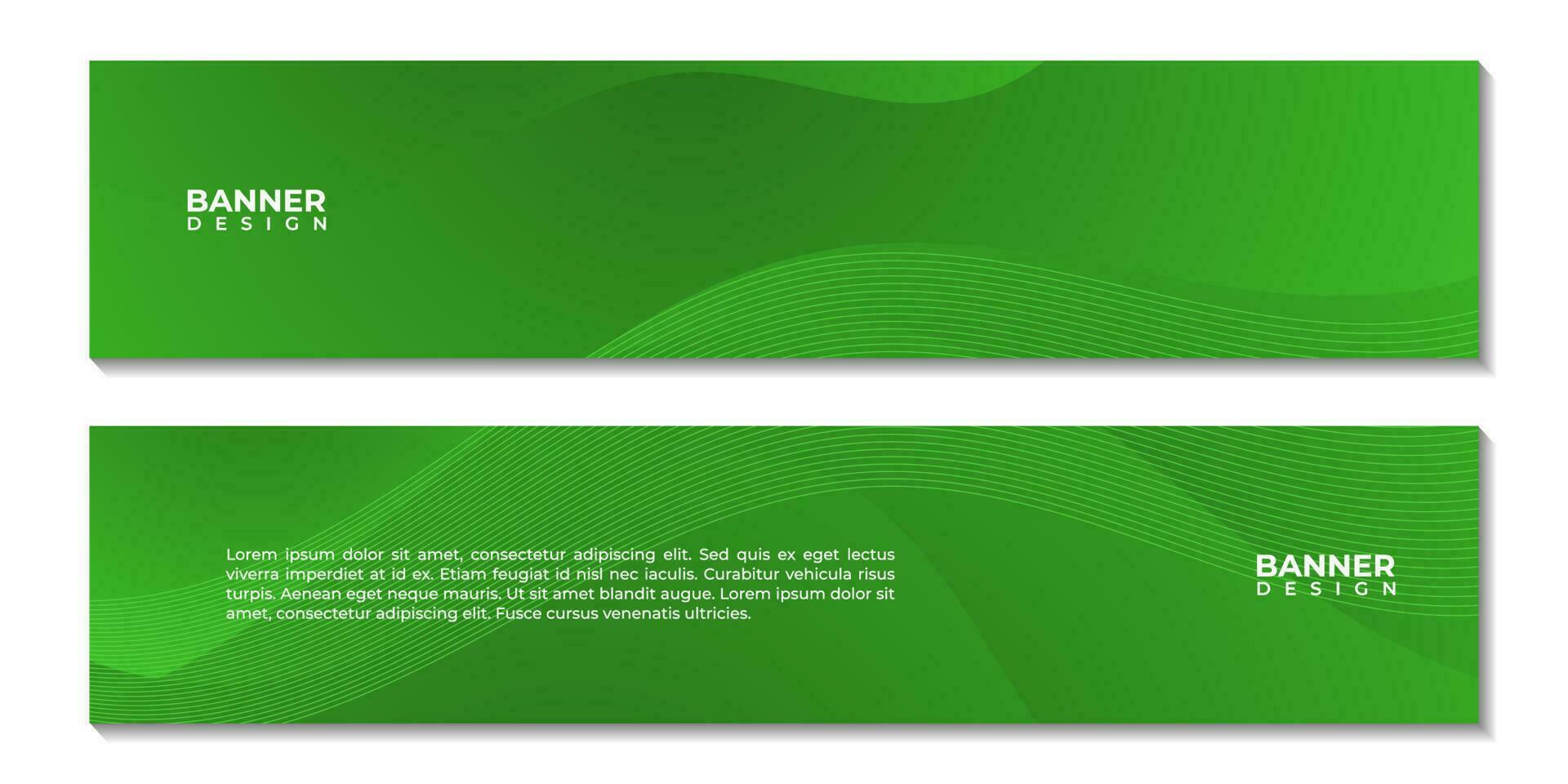 set of banners with abstract green gradient colorful wave background vector