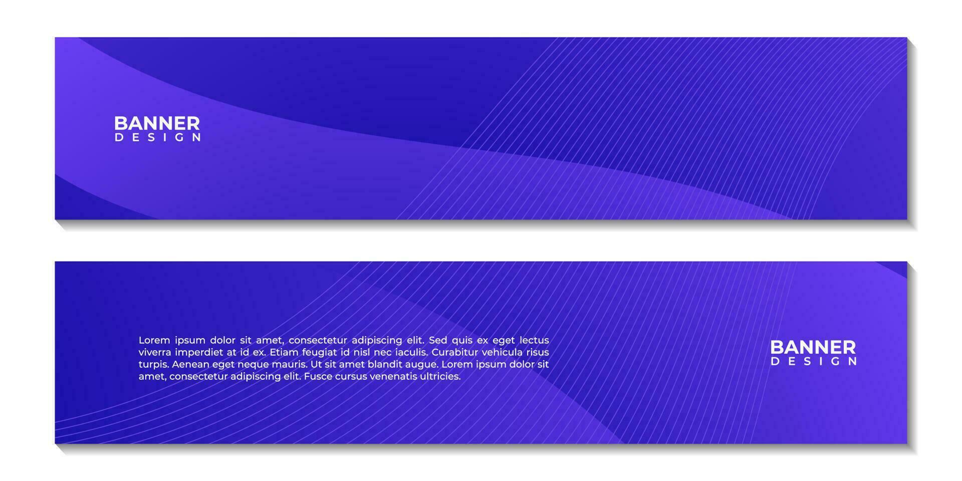 set of banners with abstract purple wave gradient background vector