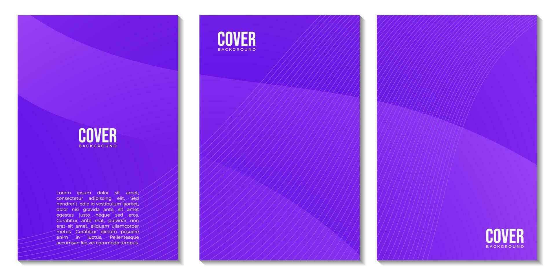 set of covers with abstract purple wave gradient background vector