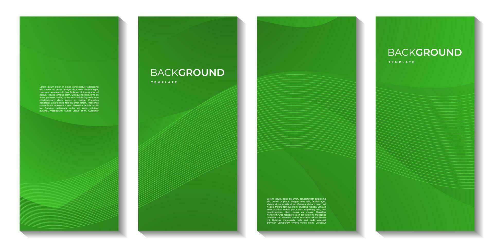 conjunto de folletos con resumen verde degradado vistoso ola antecedentes vector