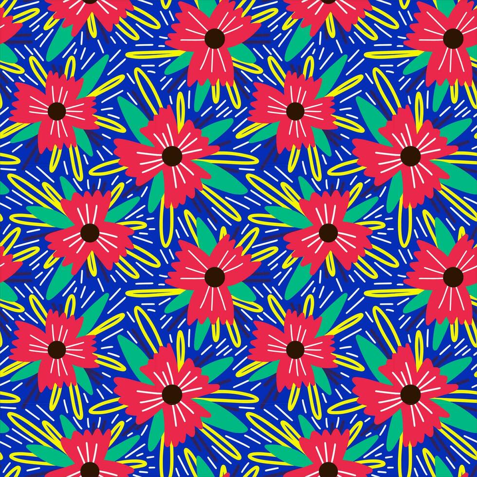 Juicy bright floral summer seamless patten background vector