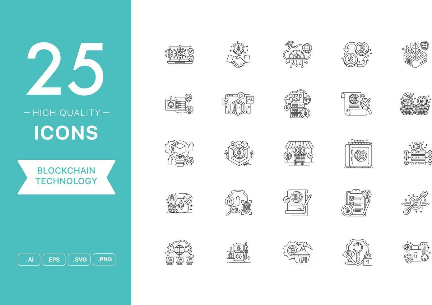 Vector set of Blockchain icons