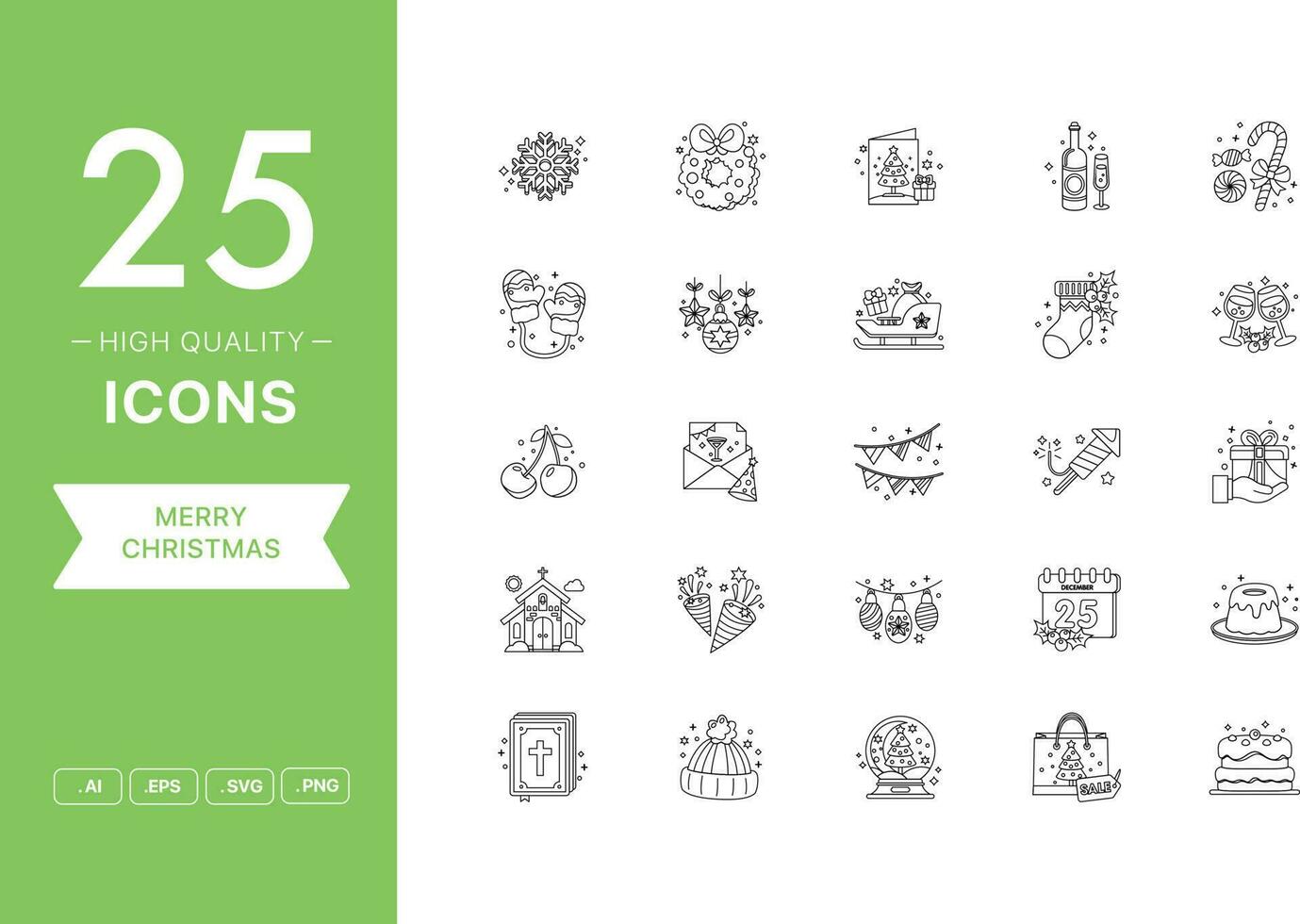 Vector set of Merry Christmas icons