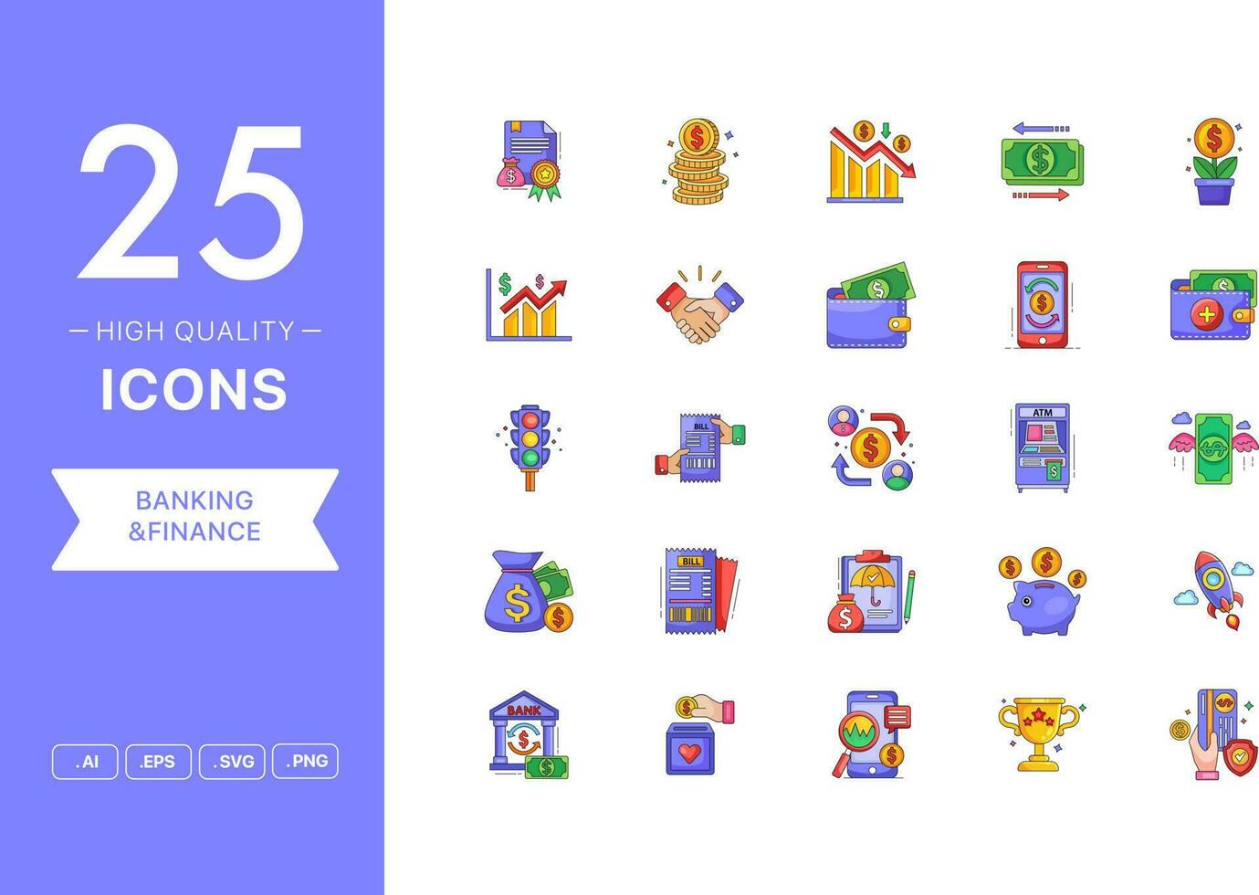 Vector set of Banking And Finance icons