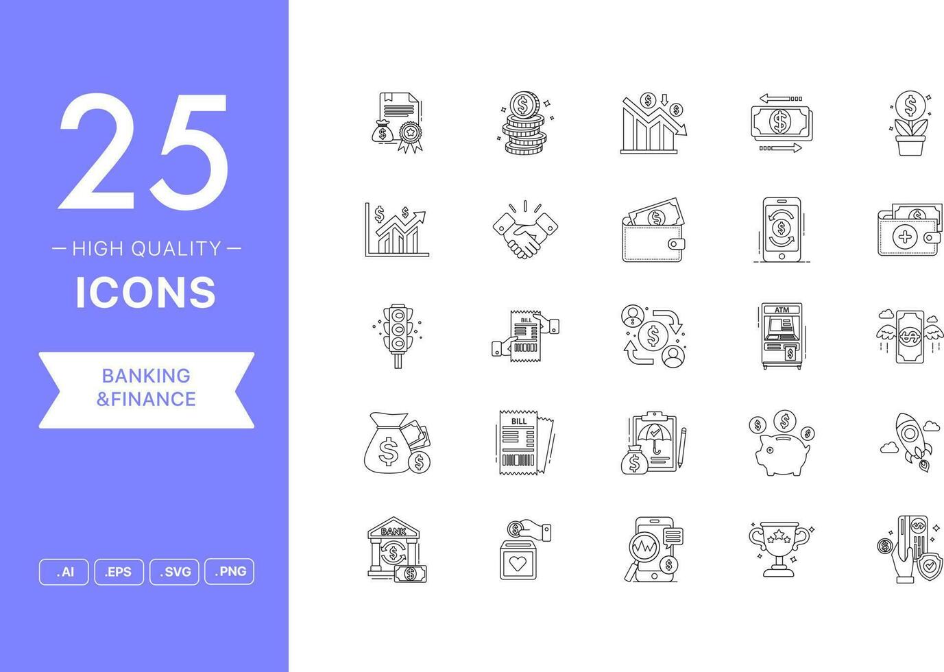 Vector set of Banking And Finance icons