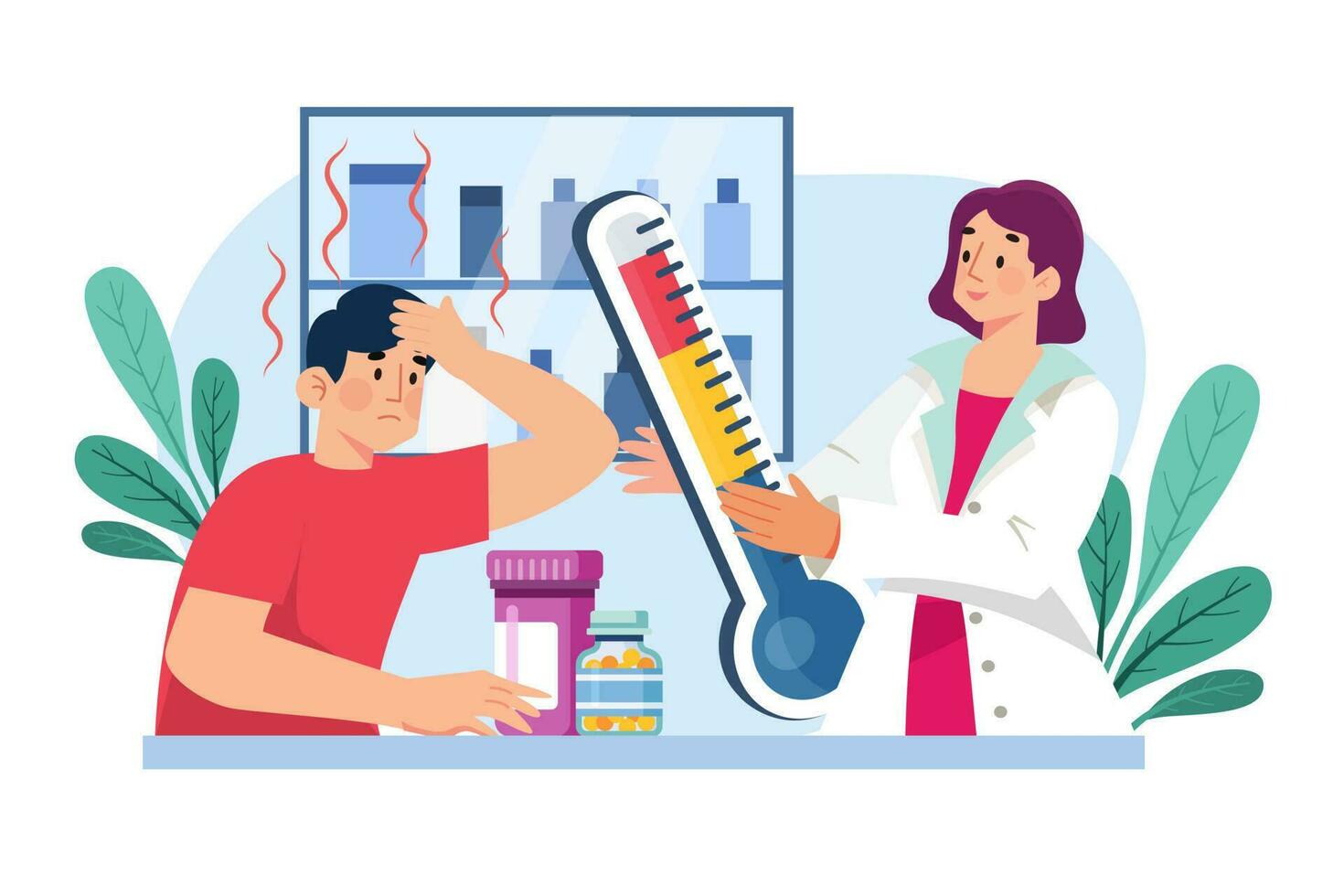A nurse administers medication and provides care to patients. vector