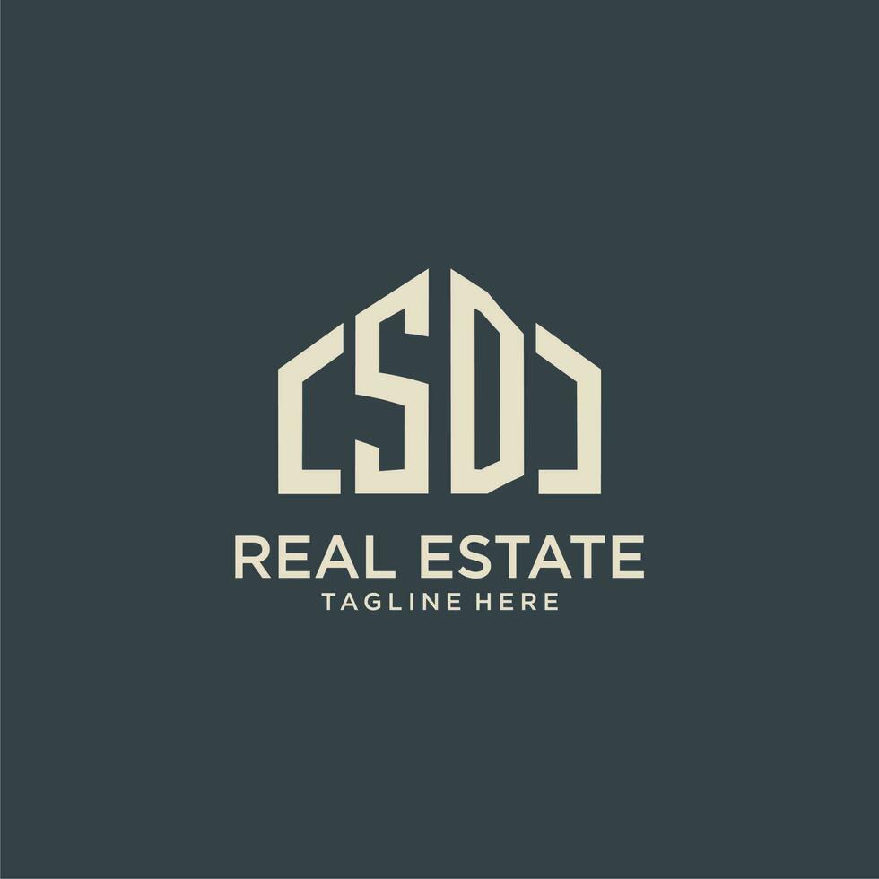 SD initial monogram logo for real estate design vector