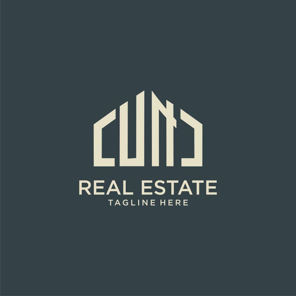 UN initial monogram logo for real estate design vector