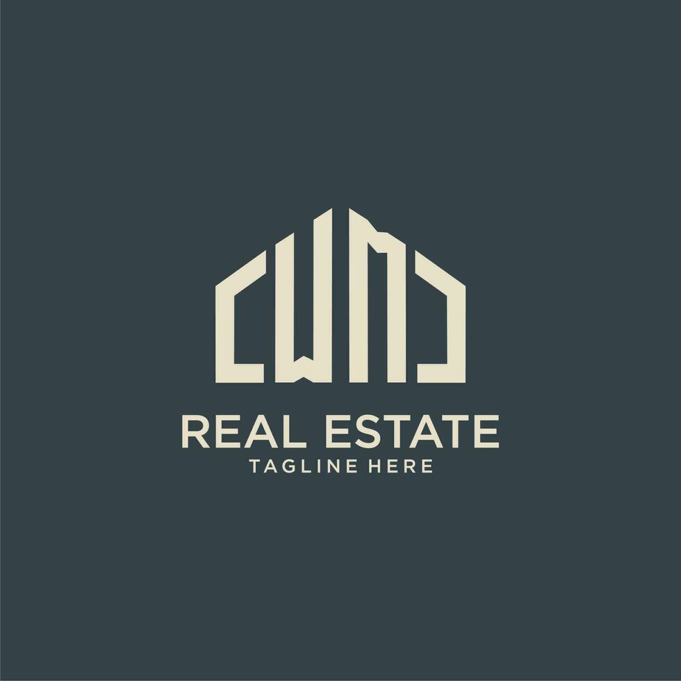 WM initial monogram logo for real estate design vector