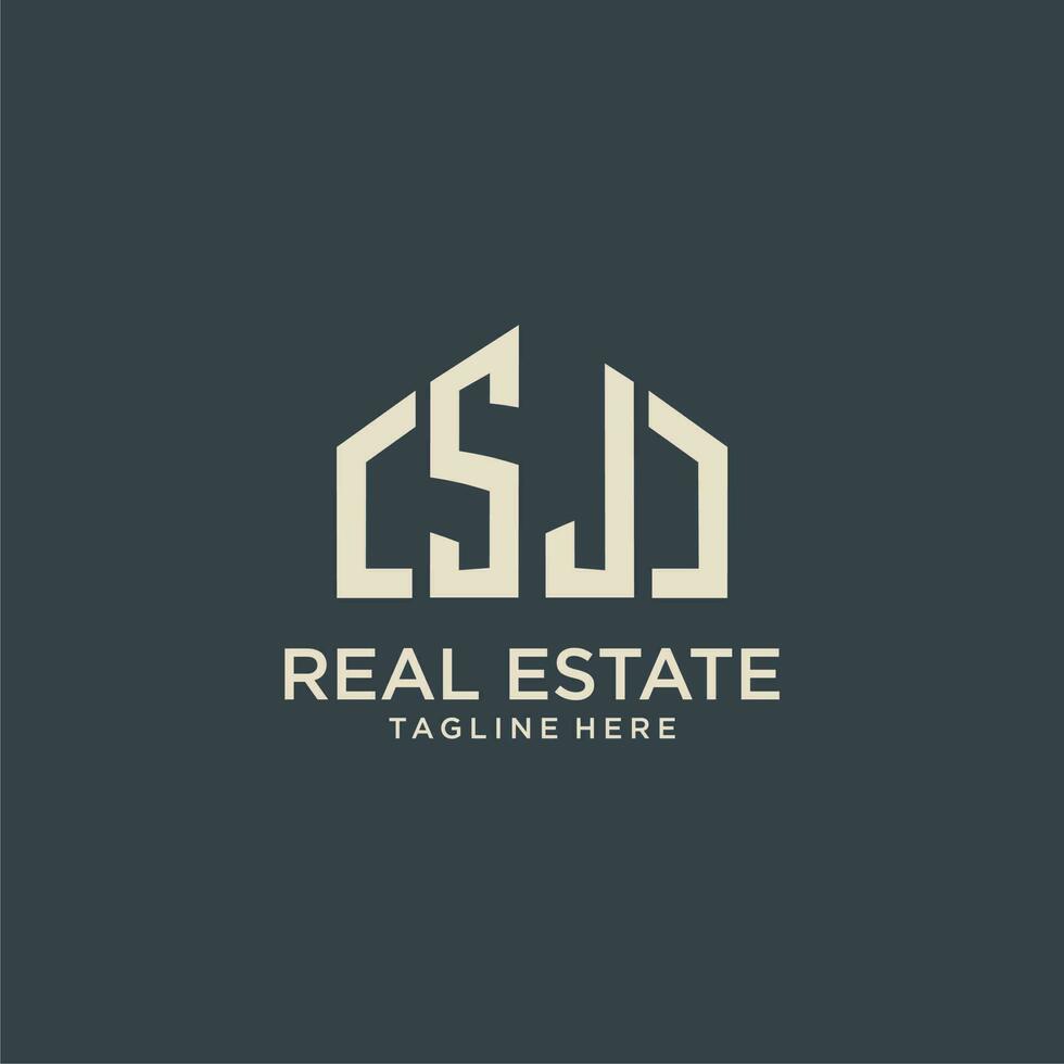 SJ initial monogram logo for real estate design vector