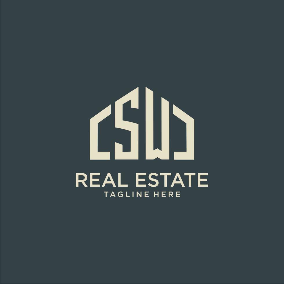 SW initial monogram logo for real estate design vector