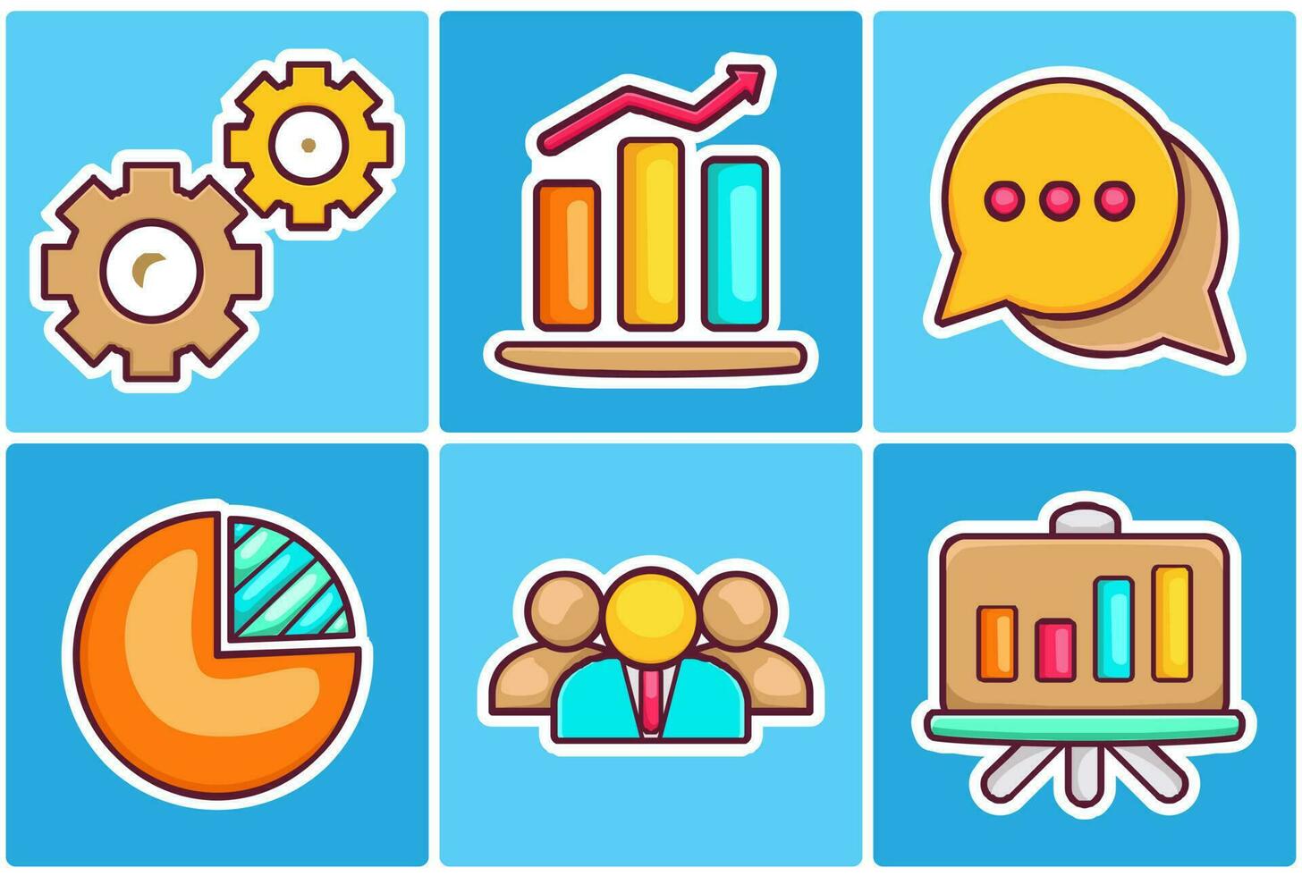 Vector startup sticker icons doodle coloring