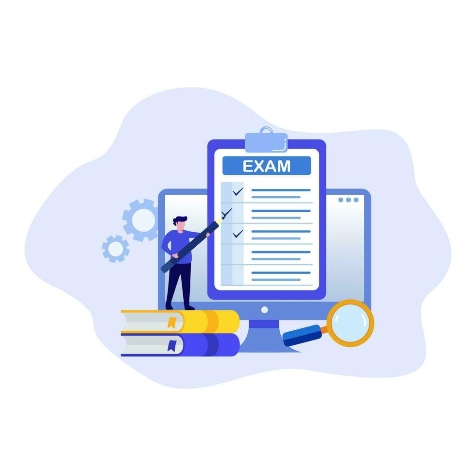 Vector exam concept examination online test answer checklist