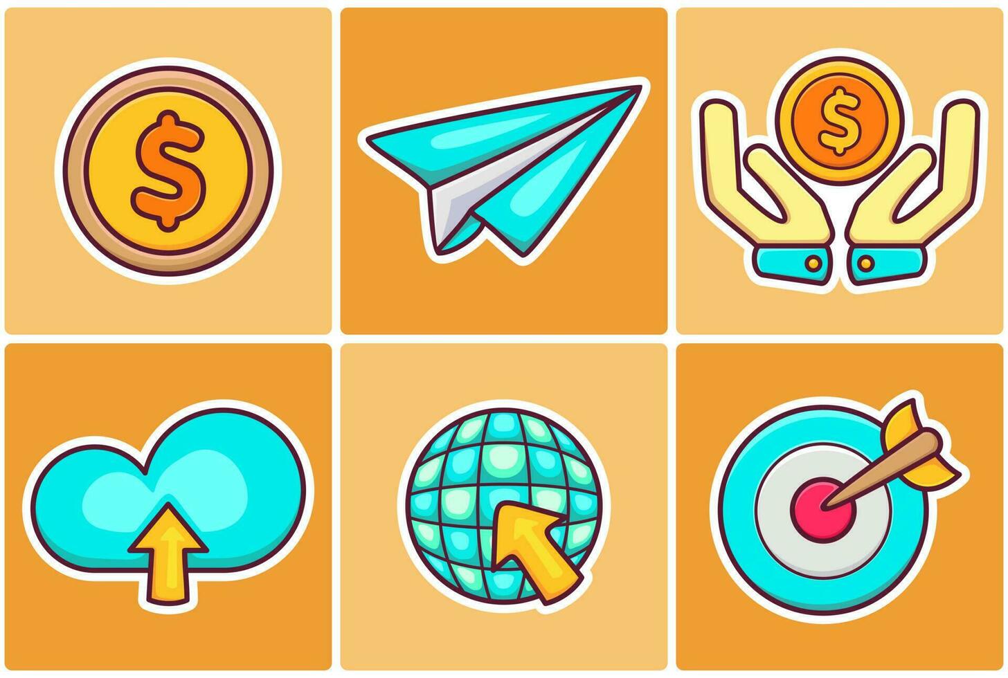 Vector startup sticker icons doodle coloring