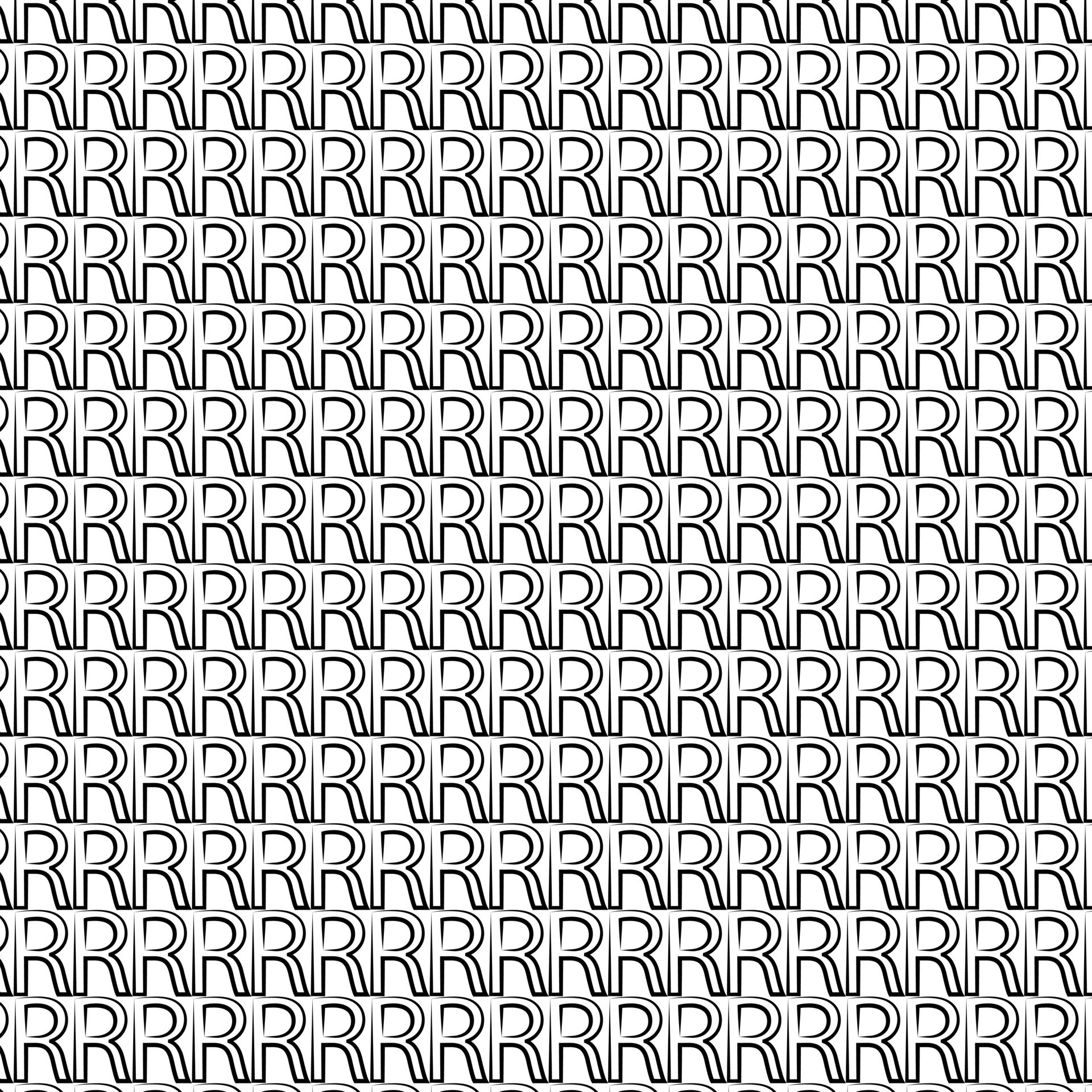 Vector illustration simple seamless letter R pattern with black color