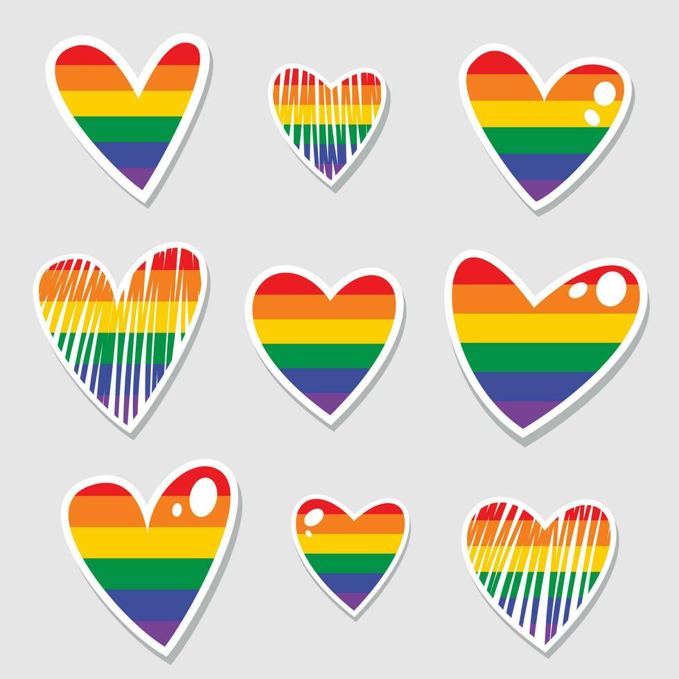 conjunto de lgbt orgullo. humano derechos y tolerancia. lgbt pegatina colocar. comunidad orgullo mes vector