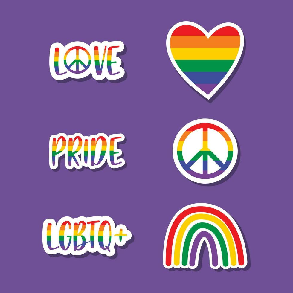 Set of LGBT Pride. Human rights and tolerance.  LGBT sticker set. Community Pride Month. vector