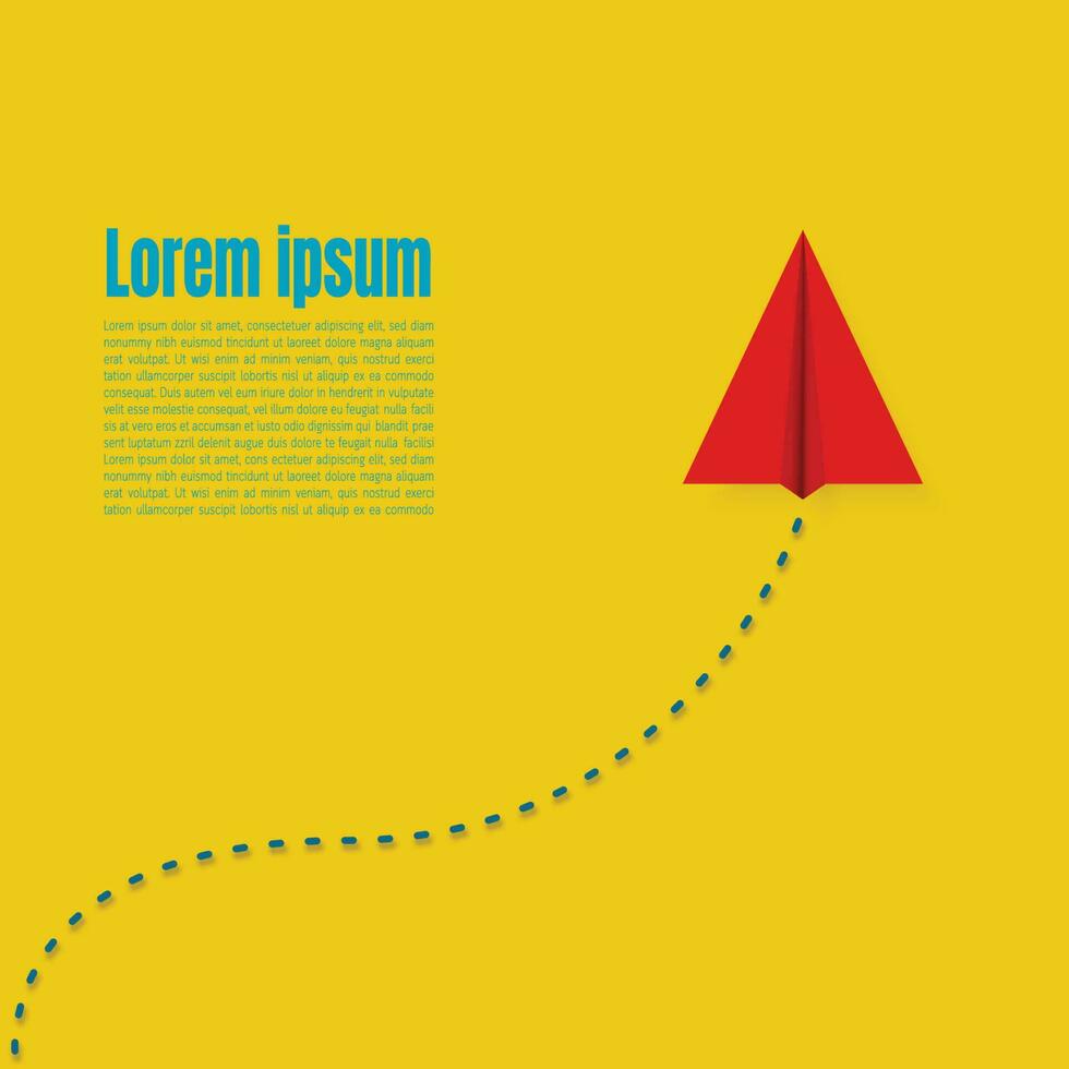Red paper airplane changing direction vector